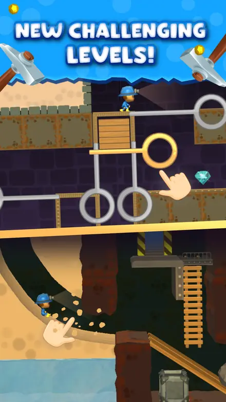 Digging through sand toward a trapped miner in Mine Rescue: Gold Mining Games