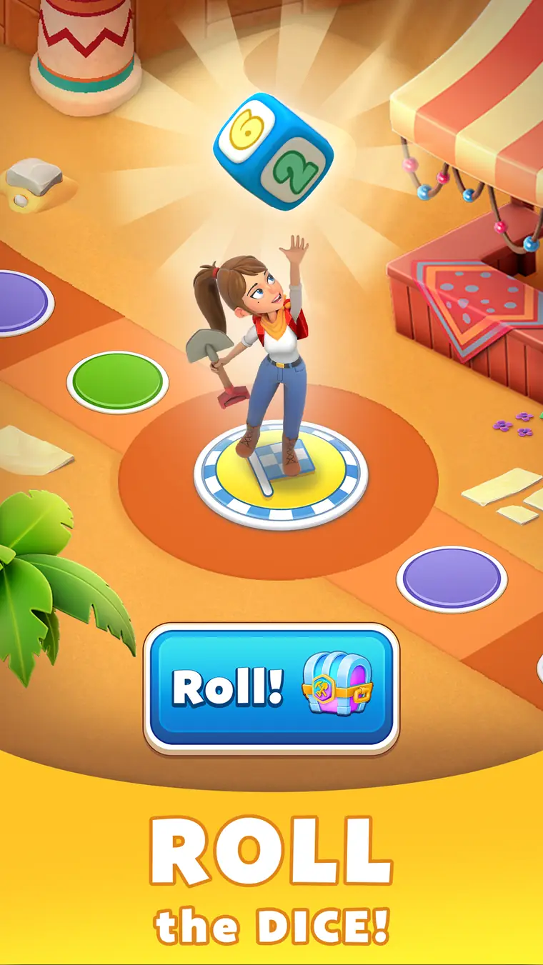 Customised explorer character travelling the board game trail in Treasure Party